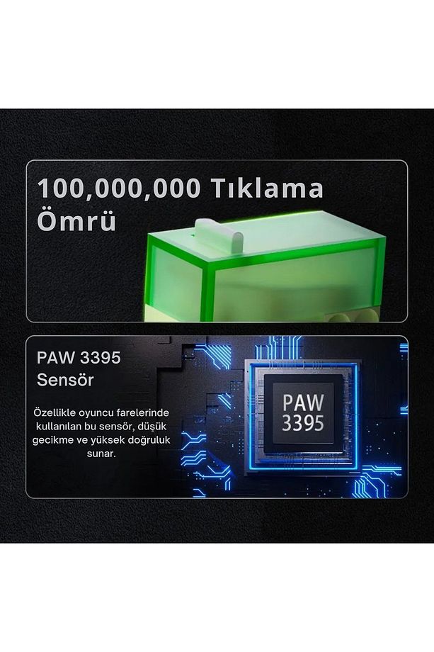 Aj179 Pro Kablosuz (3 modlu) 8K-26.000DPI Oyuncu Mouse PAW3395 Sensör RGB Manyetik Şarj İstasyonu - 6