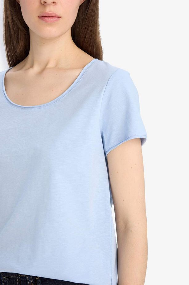Regular Fit Yuvarlak Yaka Basic Düz Kısa Kollu Tişört K1508AZ25SM - 6