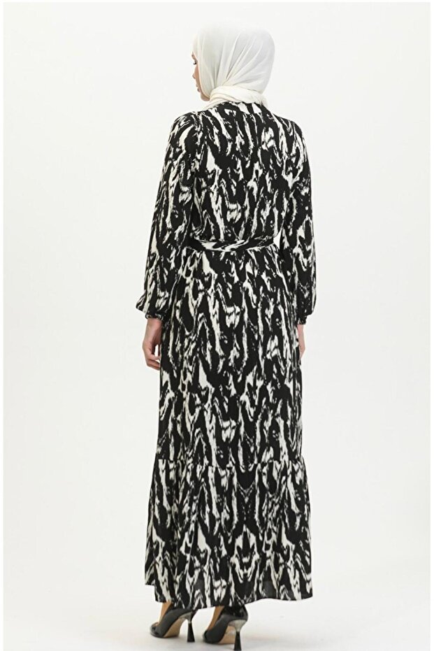 Mermer Desenli Tesettür Elbise - 2