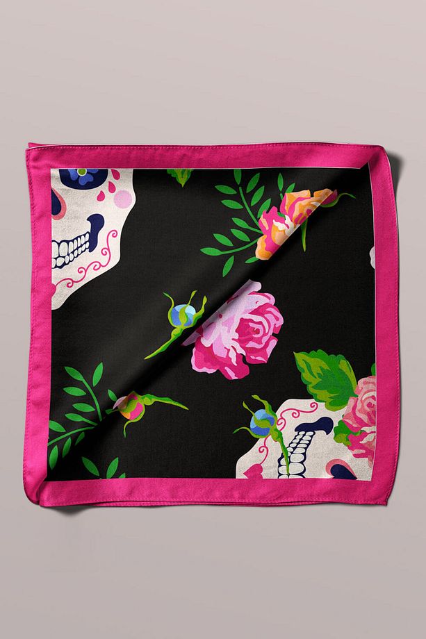 B25 Kurukafa Desenli Çiçekli Bandana - 3