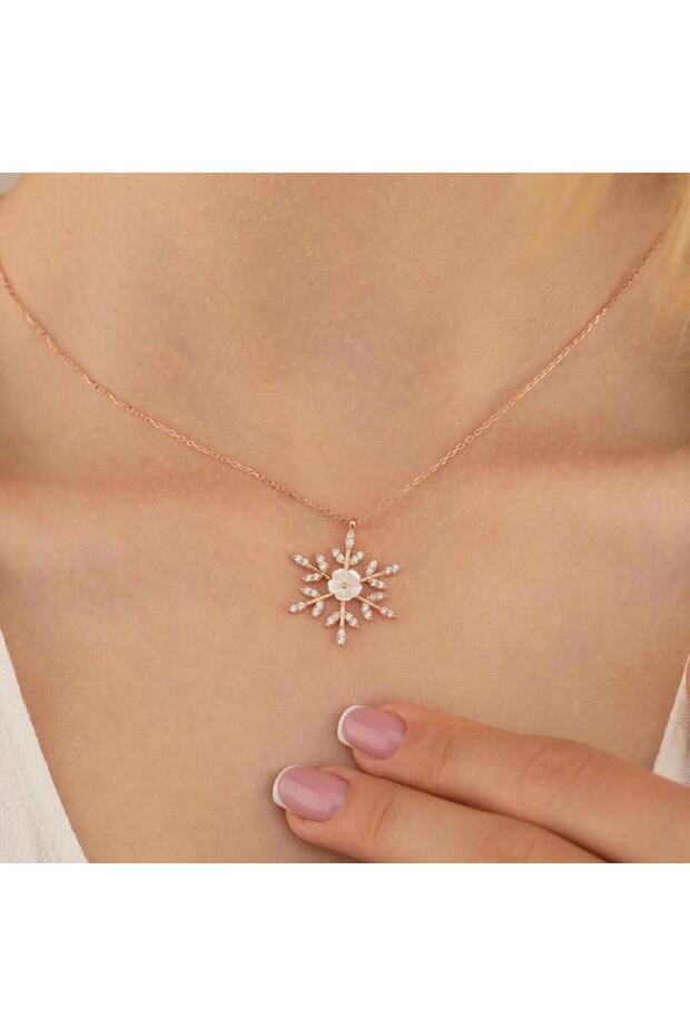 Manolya Çiçeği Kar Tanesi Gümüş Kolye - 2