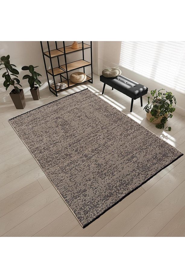 Pıxel PX002A Bej Halı Modern Şönil Yıkanabilir Pamuk Taban Salon Halısı Yatak Odası Mutfak Koridor - 2