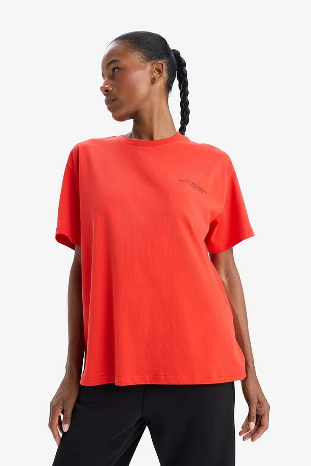 DeFactoFit Oversize Geniş Kalıp Bisiklet Yaka Kısa Kollu Tişört T7793AZ25SP - 4