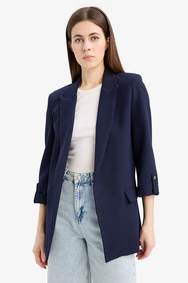 Regular Fit Ceket Yaka Basic Düz Blazer Ceket C3215AX25SP - 4