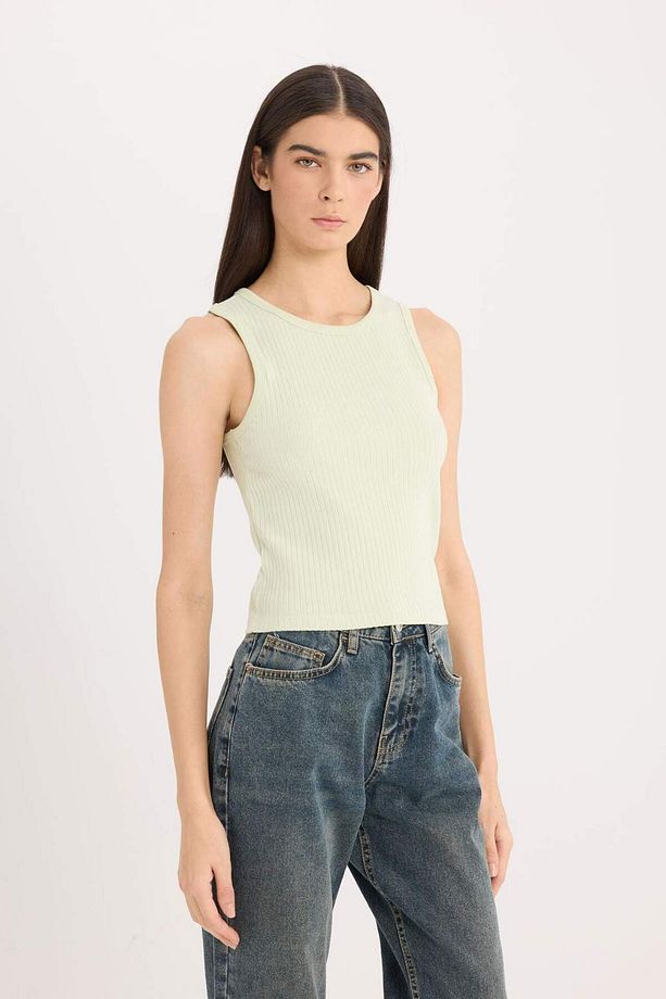 Slim Fit Dar Kesim Halter Yaka Basic Düz Fitilli Kaşkorse Atlet A8859AX25SP - 3