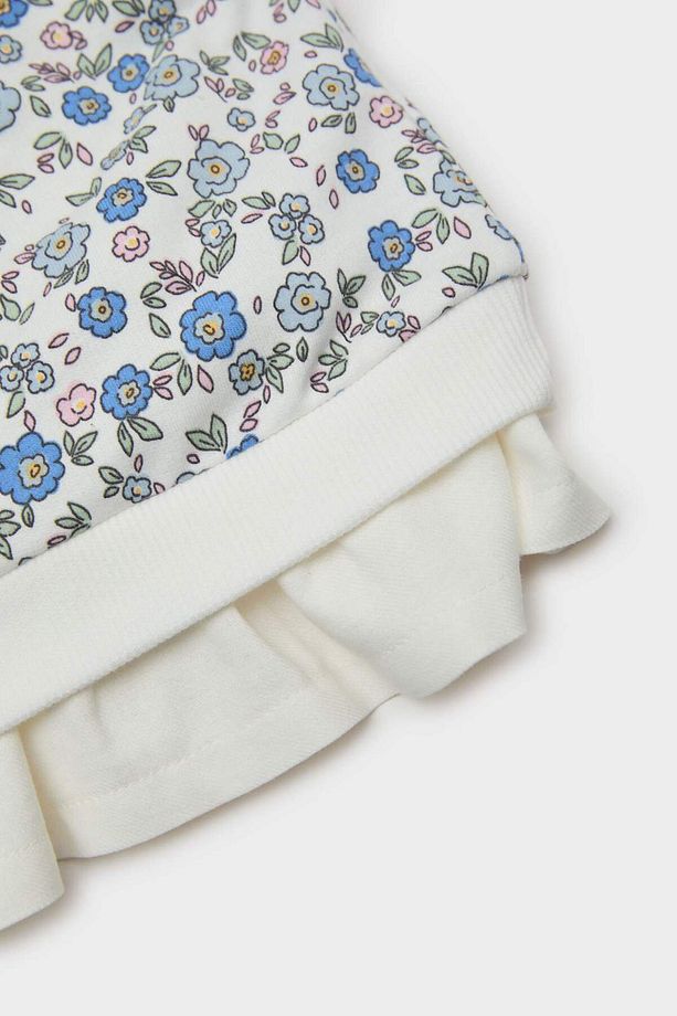 Kız Bebek 2'li Takım Çiçekli Sweatshirt Beli Lastikli Tayt D9384A525SP - 4