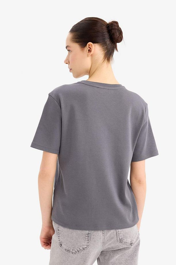 Regular Fit Bisiklet Yaka Basic Düz Kalın Kısa Kollu Tişört D7579AX25SP - 6