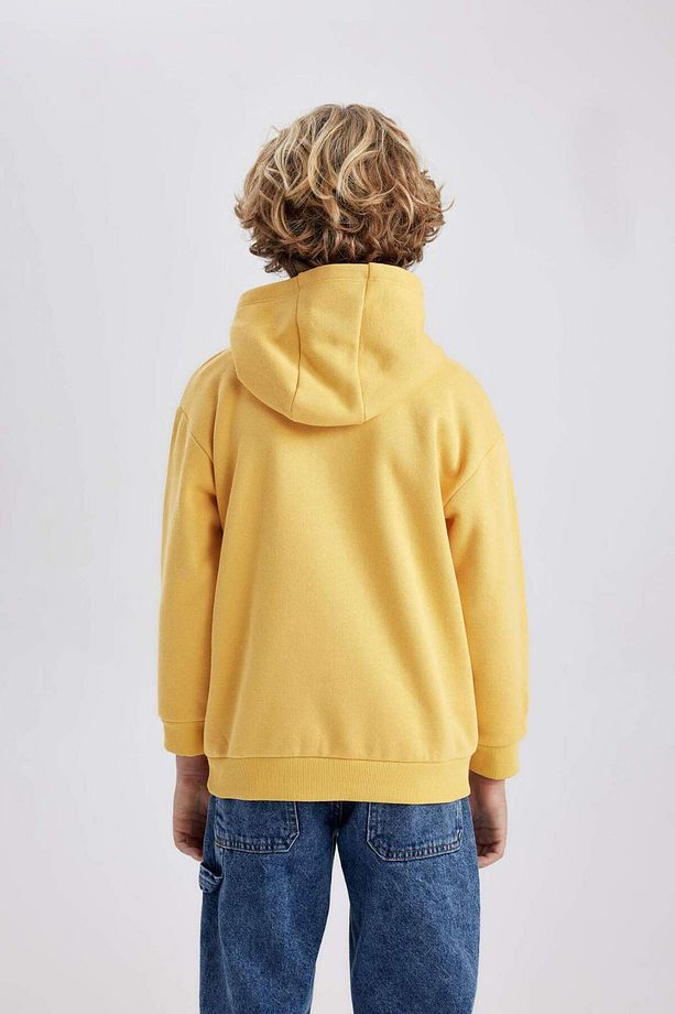 Erkek Çocuk Basic Düz Kapüşonlu Sweatshirt B7773A8NS - 6