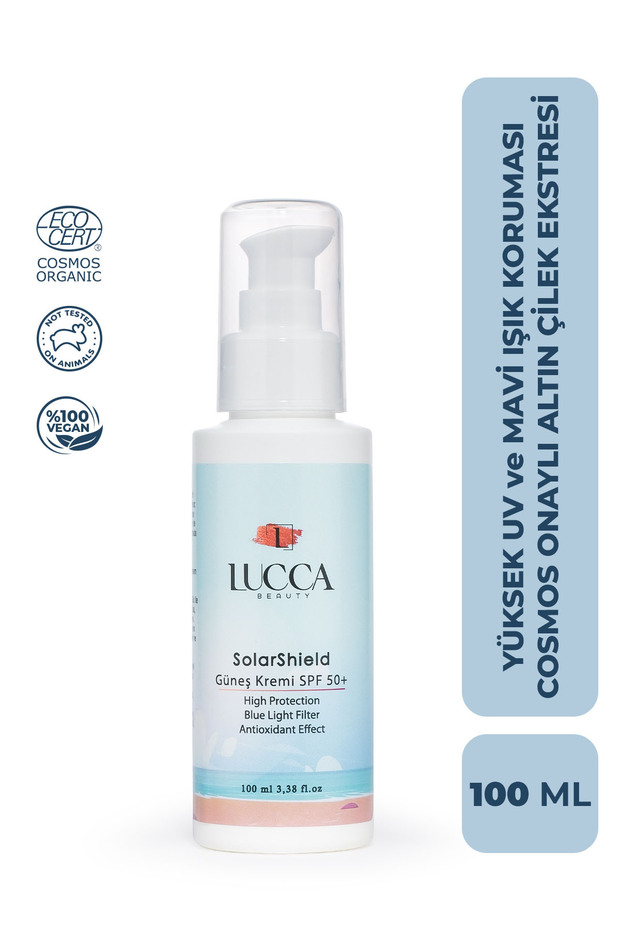 Solarshield Sunscreen 100 ml - 50 Spf High Protection, Cosmos Certified and Water Based Cream