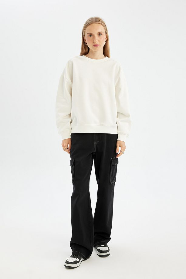 Coool Oversize Fit Bisiklet Yaka Kalın Sweatshirt A4177ax23wn - 2