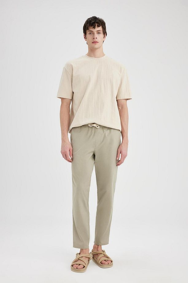 %100 Pamuk Yazlık Jogger Pantolon Dar Paça Beli Bağcıklı Lastikli Cepli Z6475az24sp - 2