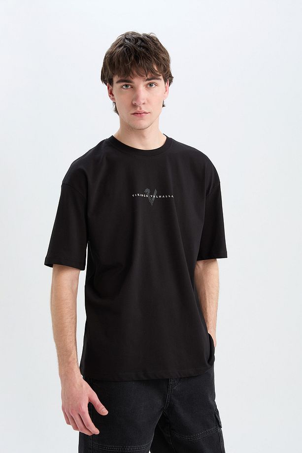 Vikings Valhalla Oversize Fit Bisiklet Yaka Sırt Baskılı Kısa Kollu %100 Pamuk Tişört A6308ax23sm - 5