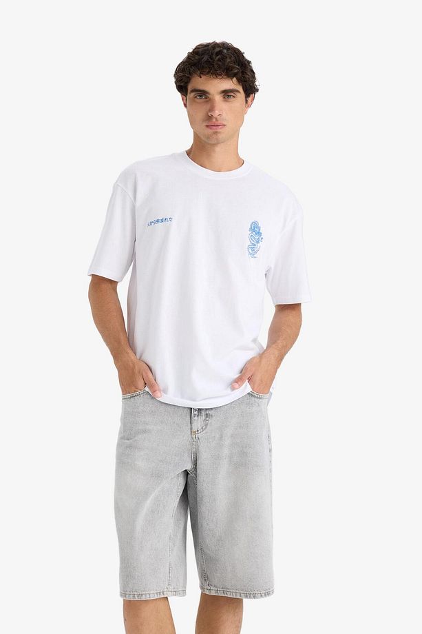 %100 Pamuk Baggy Fit Jean Bermuda Şort F7866ax25hs - 5