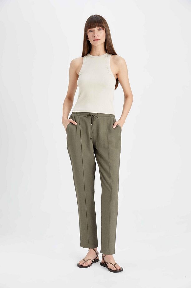 Jogger Pantolon Lastikli Bel Bağcıklı Basic Düz Paça D2573ax24au - 1