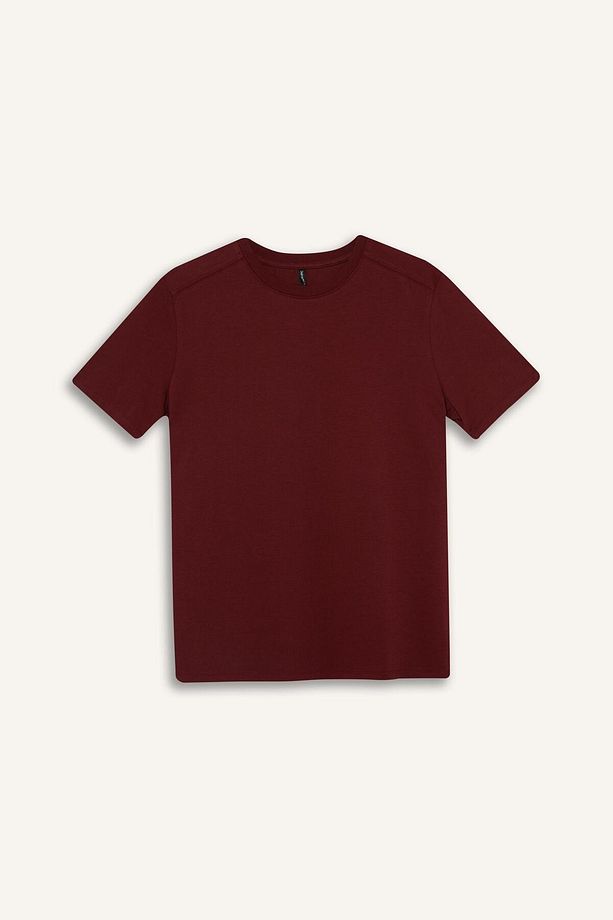 Regular Fit Bisiklet Yaka Casual Premium Basic Düz Kısa Kollu Tişört A9428ax24au - 8