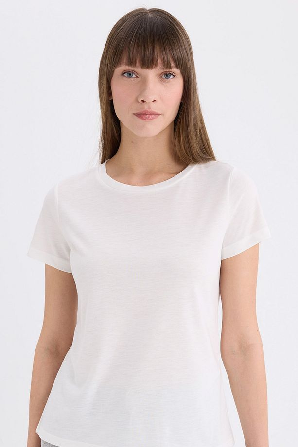 Regular Fit Bisiklet Yaka Kısa Kollu Tişört - 4