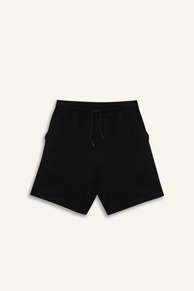 Regular Fit Beli Bağcıklı Pamuklu Şort - 6