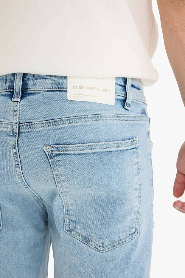 Slim Fit Dar Kesim Jean Bermuda Şort F4685AX25SM - 6