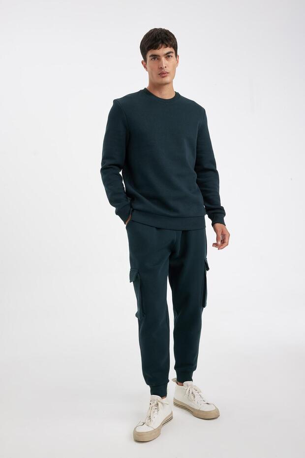 Regular Fit Jogger Eşofman Altı Kargo Cepli Basic Düz Beli Bağcıklı Lastikli Paça Y5533az24au - 4