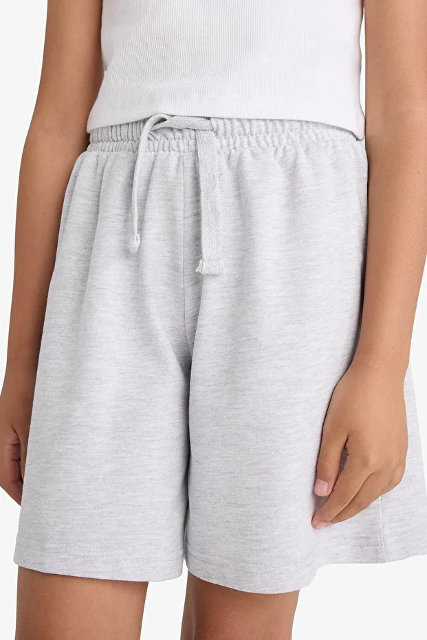 Kız Çocuk Relax Fit Beli Lastikli Basic Düz Şort D9058A825HS - 4