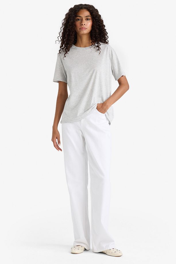 Regular Fit Bisiklet Yaka Basic Düz Penye Kısa Kollu Tişört W9584az25sp - 2