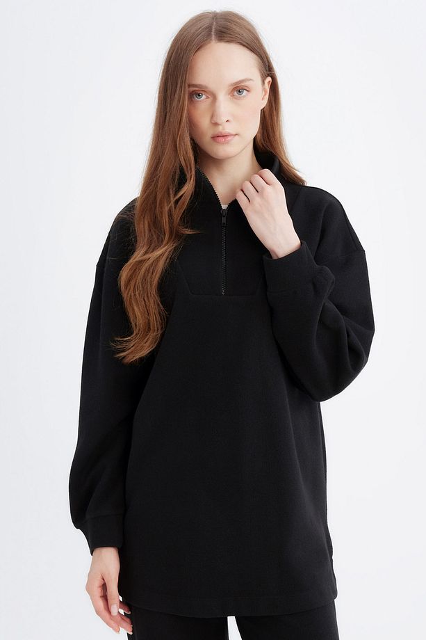 Regular Fit Yarım Fermuarlı Selanik Kumaş Uzun Kollu Tunik B4306ax23cw - 1