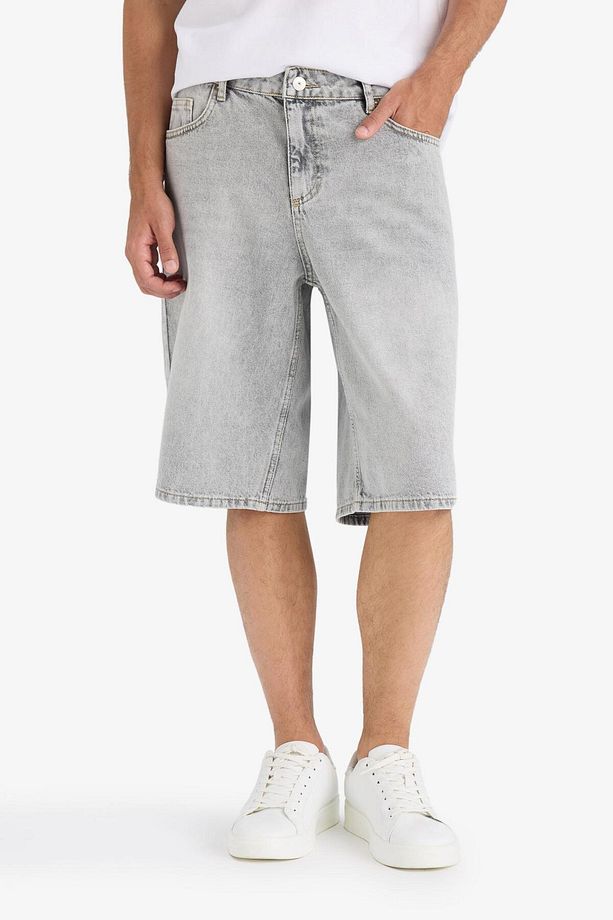 %100 Pamuk Baggy Fit Jean Bermuda Şort F7866ax25hs - 6