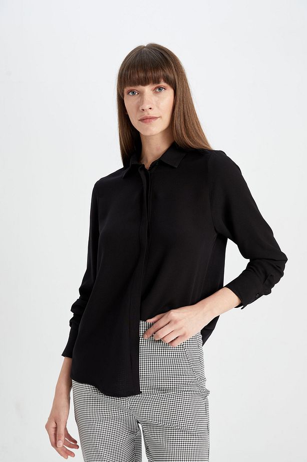 Regular Fit Uzun Kollu Basic Gömlek Z6472az23au - 4