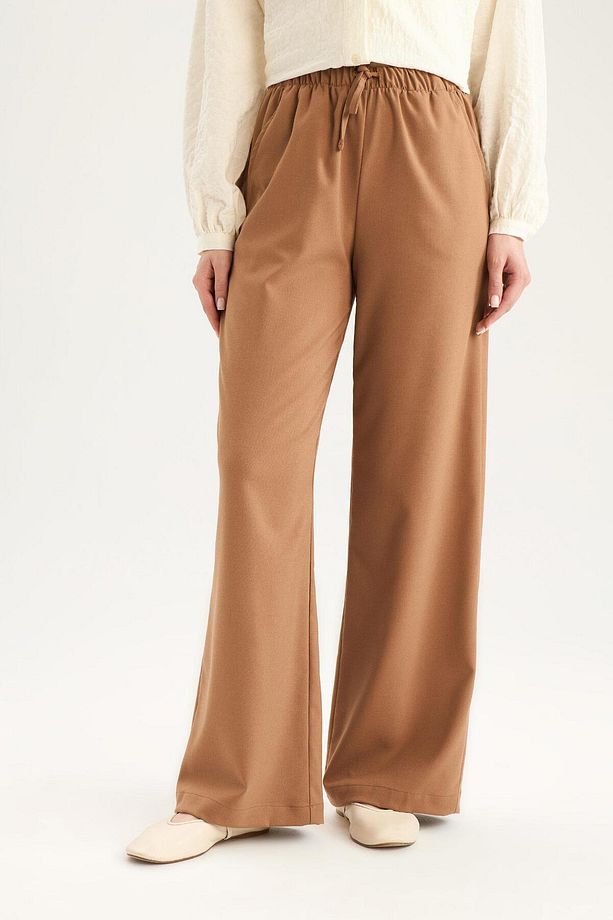 Wide Leg Geniş Paça Esnek Belli Bağcıklı Basic Düz Palazzo Pantolon C5628AX25SP - 3