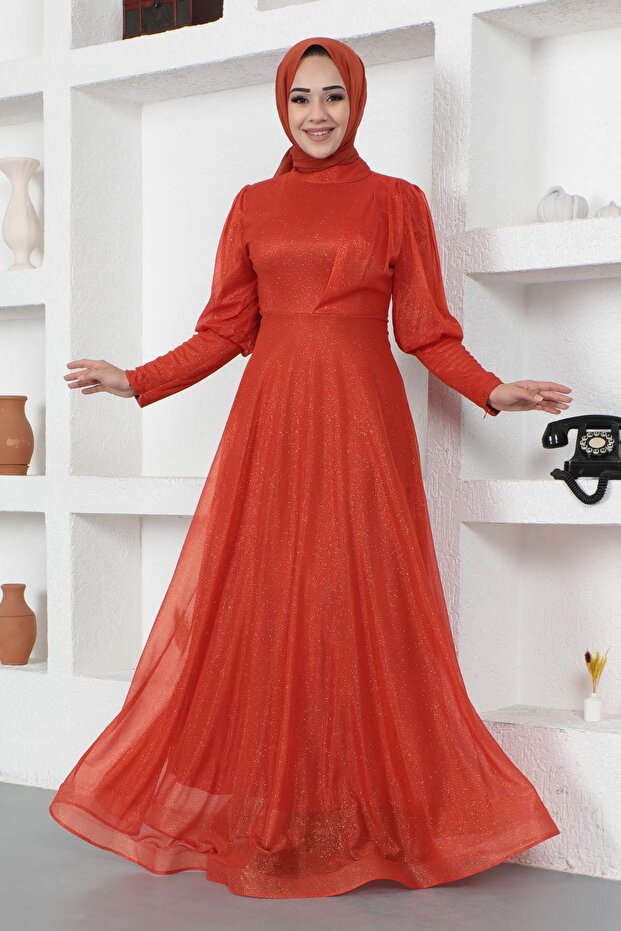 Silvery Evening Dress with Cuff Zipper Detail Tile 12253