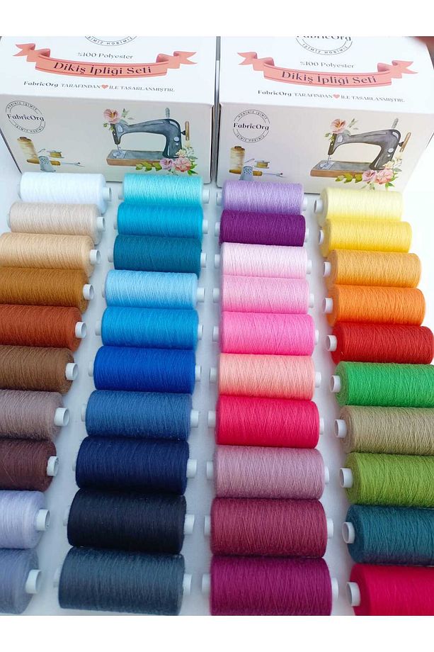 1000 m X 40 Renk 120 Numara Makine & El Dikiş Ipliği Seti-1 - 2