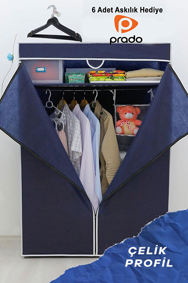 Prado Basic Çelik Profilli Portatif Bez Dolap Lacivert - 1