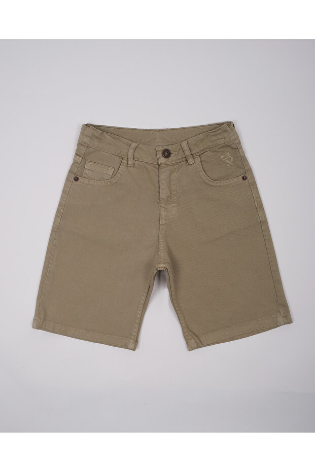 Erkek Çocuk Camel Ayarlanabilir Kanvas Lastikli Jean Şort - 2