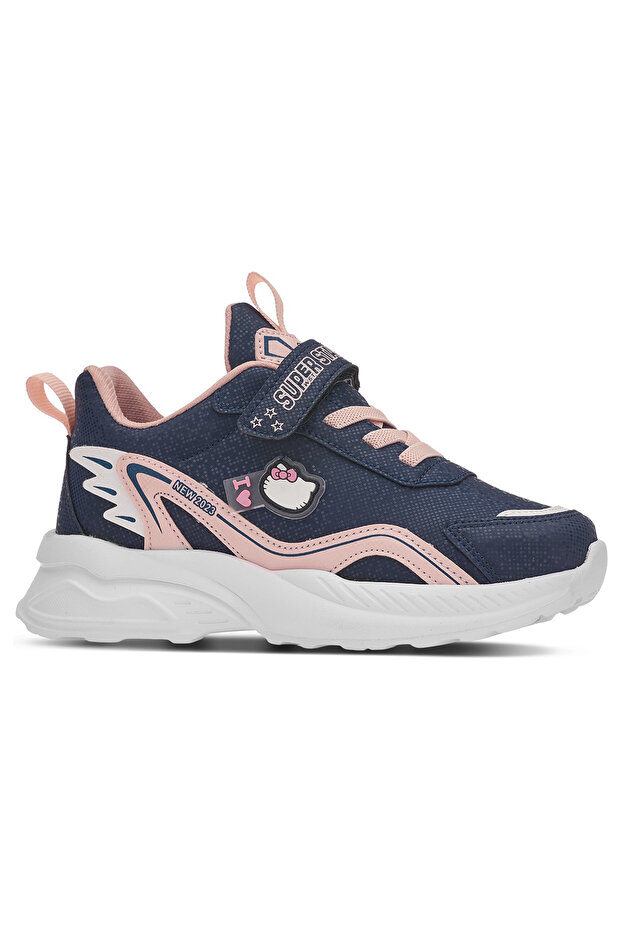 Daily Girls' Sneaker Elastic Lace Hologram Hook-and-Loop Hello Kitty Shoes 1907