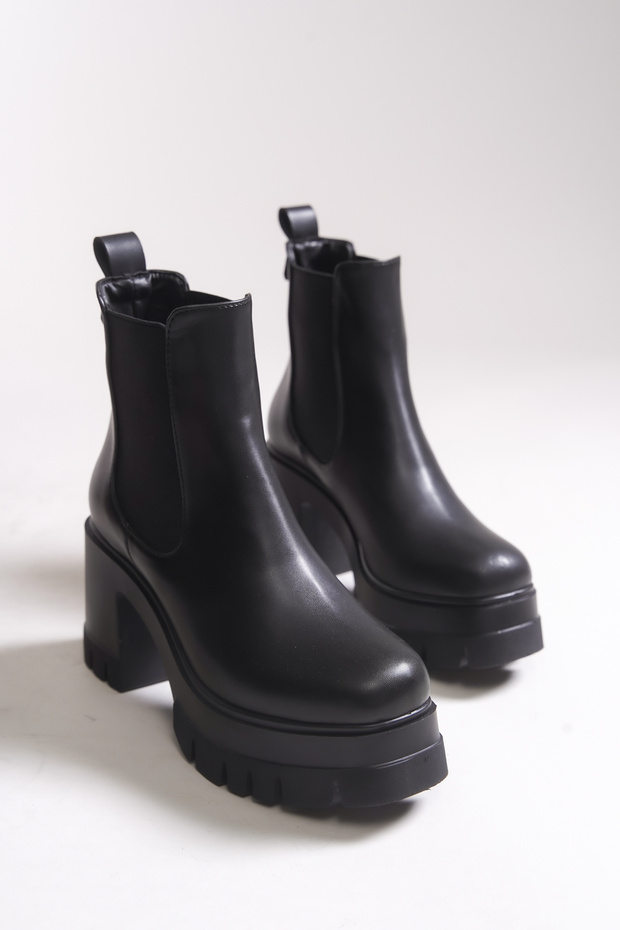 Kadın Topuklu Bot Siyah Cilt - 6