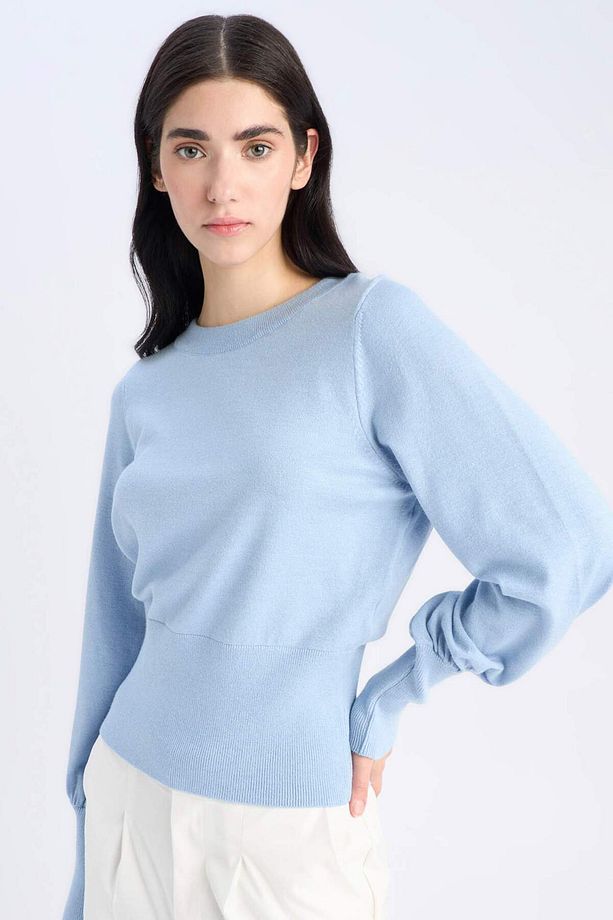 Regular Fit Bisiklet Yaka Basic Düz Triko Kazak F0542AX24CW - 1