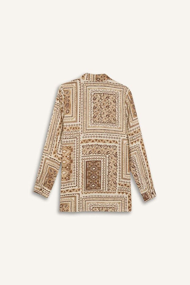 Regular Fit Desenli Uzun Kollu Gömlek Tunik E1627AX25SP - 6