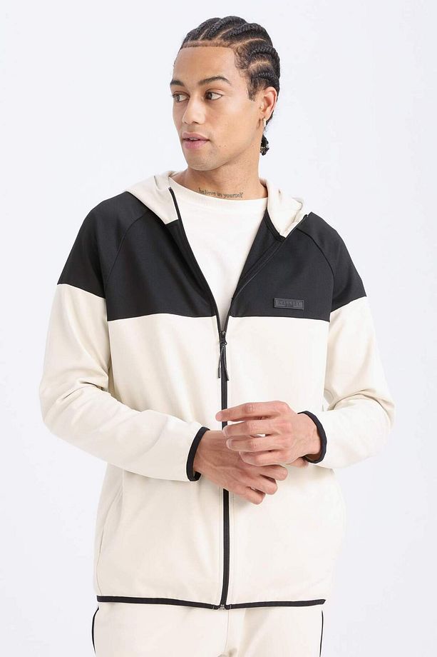 DeFactoFit Standart Fit Kapüşonlu Skuba Dalgıç Kumaş Sporcu Fermuarlı Sweatshirt D7363AX25SP - 1