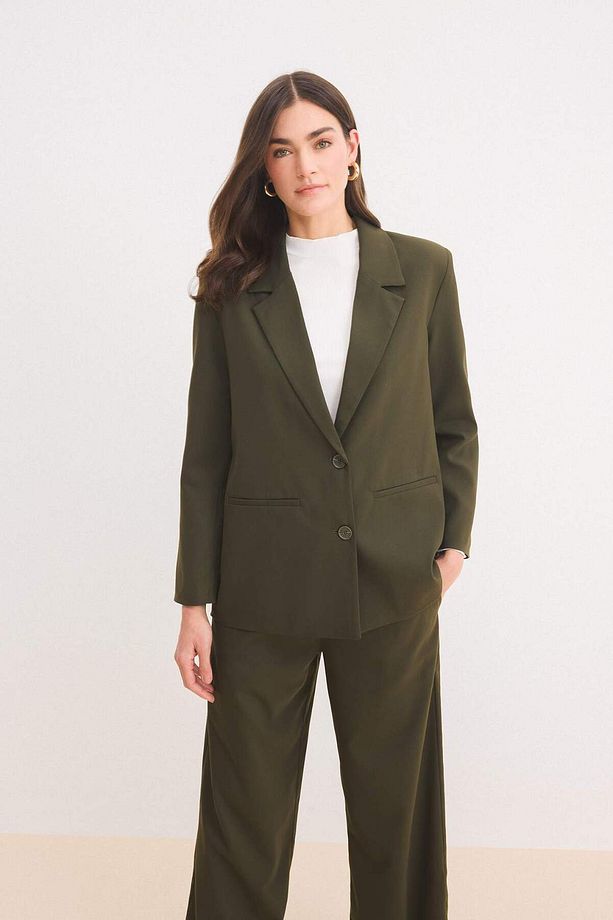 Regular Fit Ceket Yaka Basic Düz Düğmeli Blazer Ceket E1797AX25SP - 3