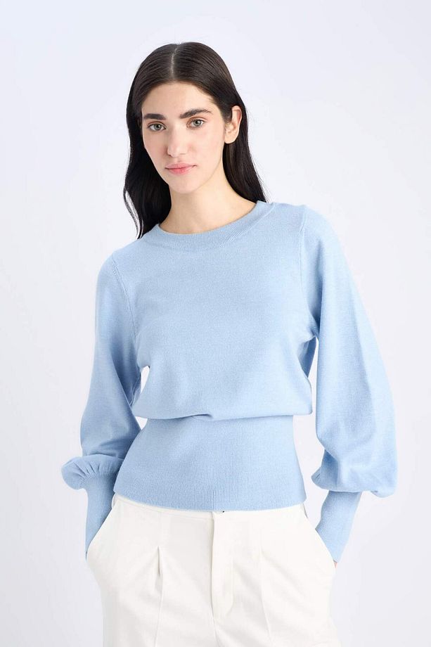 Regular Fit Bisiklet Yaka Basic Düz Triko Kazak F0542AX24CW - 3