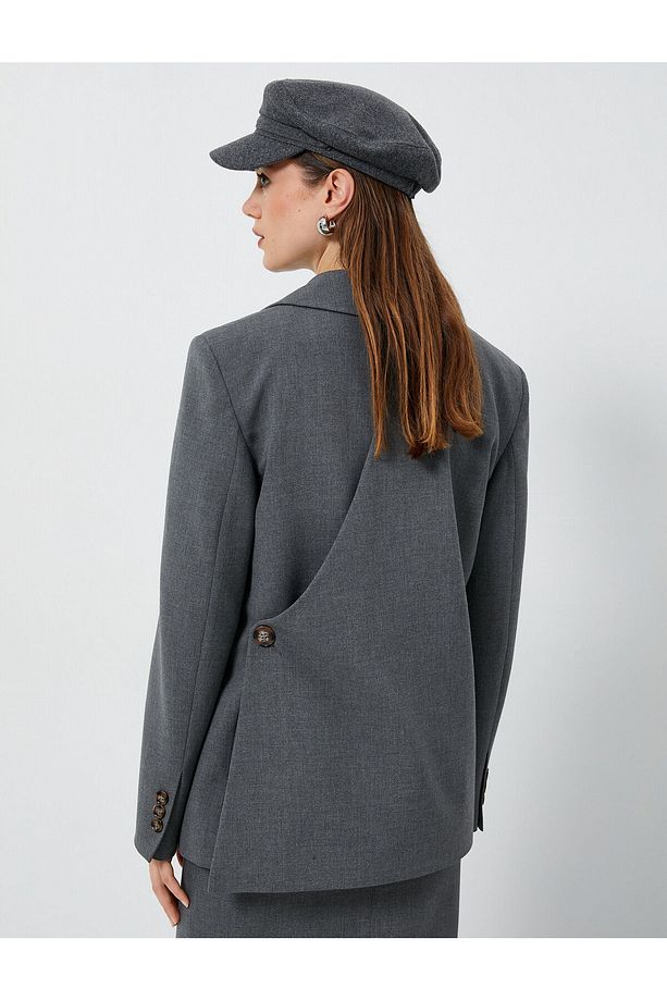 Oversize Blazer Ceket Tek Düğmeli Cep Detaylı - 4