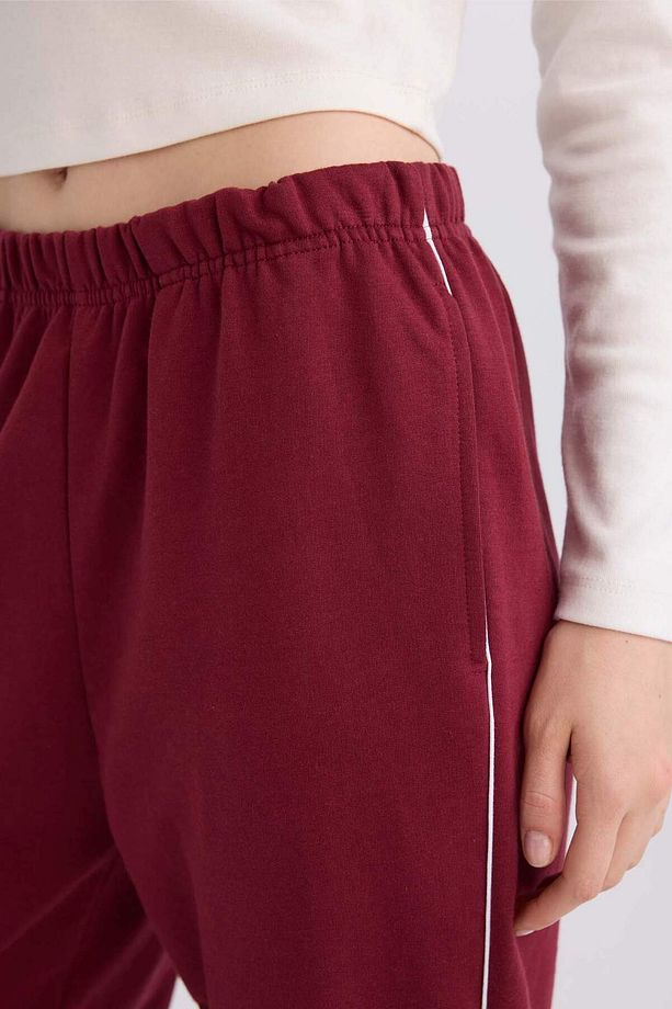 Bordo Jogger Eşofman Altı Cepli Beli Lastikli Bağcıklı Dar Paça Uzun Boy E5976AX25SP - 4