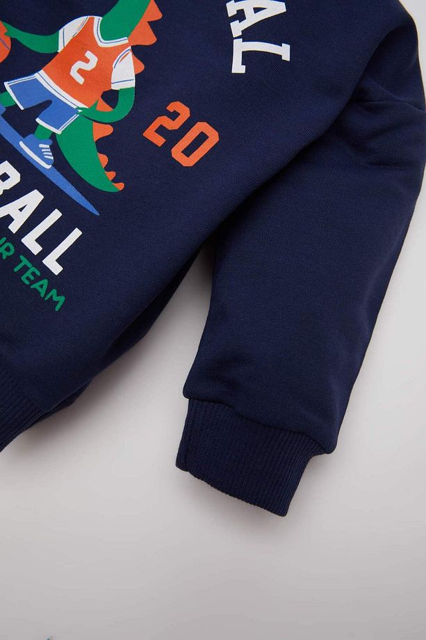 Erkek Bebek Bisiklet Yaka Dinazor Baskılı Sweatshirt E3675A525SP - 3