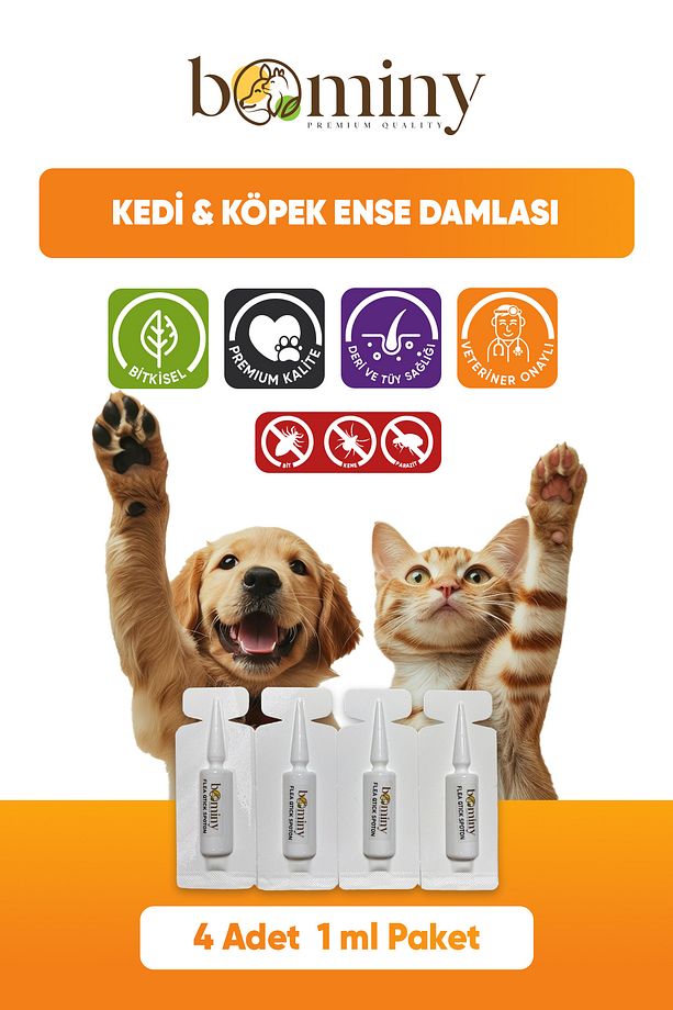 Kedi Köpek Damlası Dış Parazit Pire Kene Bit ve Deri Bakımı İçin Bitkisel Damla - 4 Tüp - 5