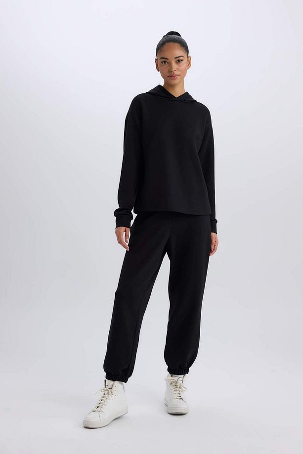 DeFactoFit Standart Fit Kapüşonlu Skuba Dalgıç Kumaş Sporcu Basic Düz Sweatshirt A5626AX25SP - 2