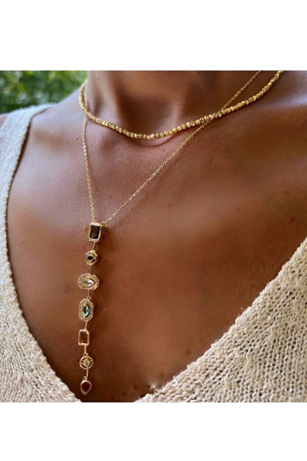 7 Elementli Dekolte Kolye - 3