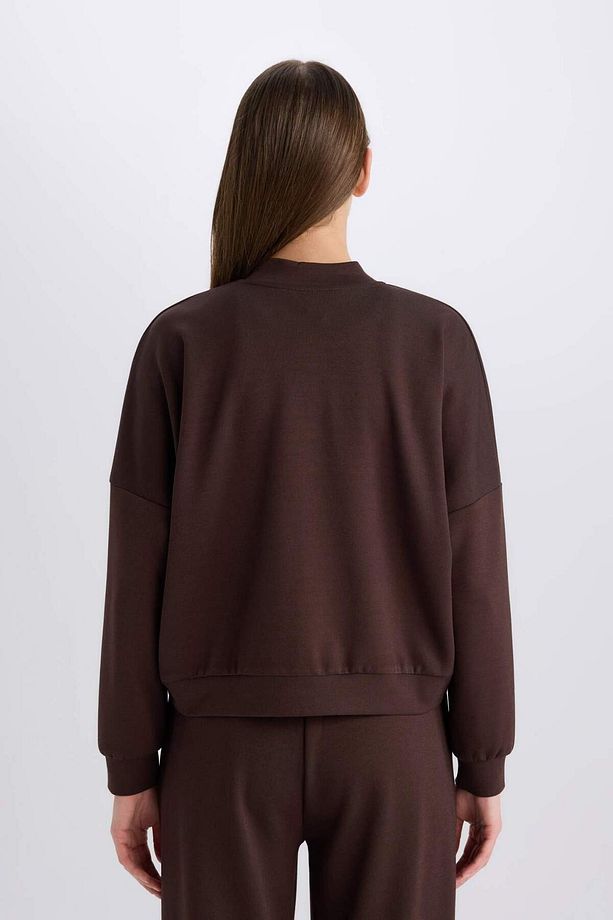 Relax Fit Hakim Yaka Basic Düz Fermuarlı Soft Touch Sweatshirt E5817AX25SP - 6