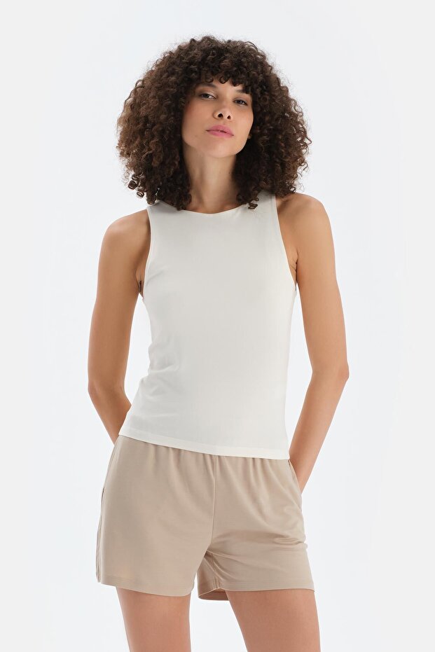 Ekru Halter Yaka Atlet - 1