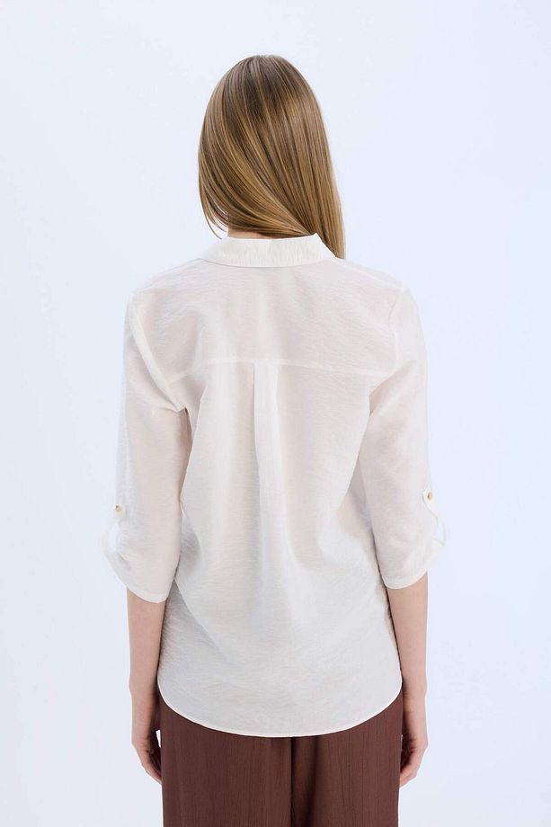 Regular Fit Basic Düz Uzun Kollu Gömlek M9407AZ25SP - 7