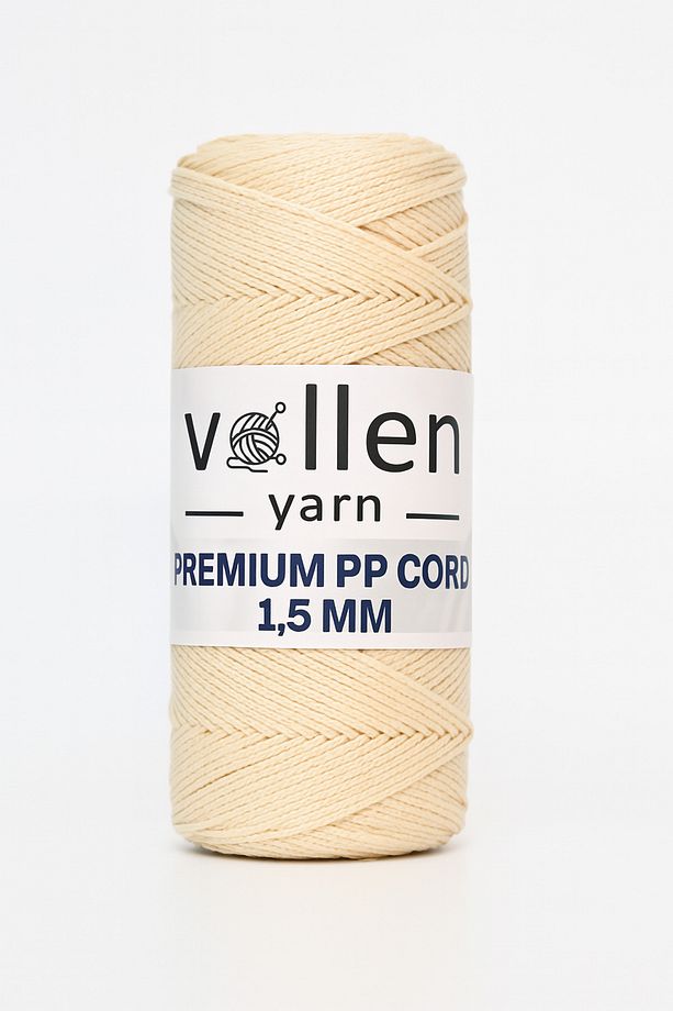 150m Polyester Makrome Ipi, Supla Ipi, Çanta Ipi, Bileklik Ipi, Makrame, Ekru, 1.5mm-100gr - 1